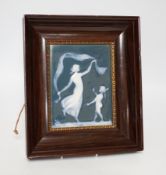 A framed Limoges pate sur pate plaque, 29 x 25cm overall