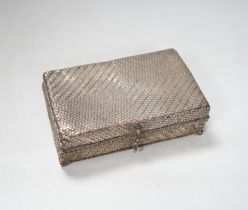 An Asian woven white metal casket, 12.5cm