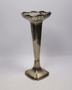 A George V silver posy vase, with pierced border, R.F. Mosely, Sheffield, circa 1920, height 27.9cm,