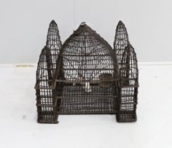 A vintage wirework bird cage, width 47cm, height 42cm