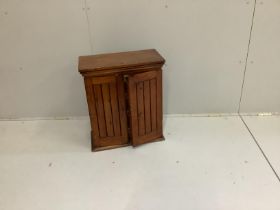 A Victorian pitch pine four drawer collectors' cabinet, width 55cm, depth 27cm, height 63cm