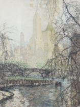 Tanna Kasimir Hoernes (Austrian, 1887-1972) colour etching, 'Central Park, New York', signed in