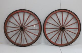 A pair of vintage cartwheels, diameter 136cm