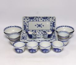 A group of Chinese blue and white porcelain, dishes 24cm wide