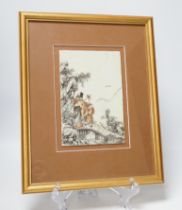 A Chinese porcelain plaque, 13cm wide x 19.5cm high (restored)