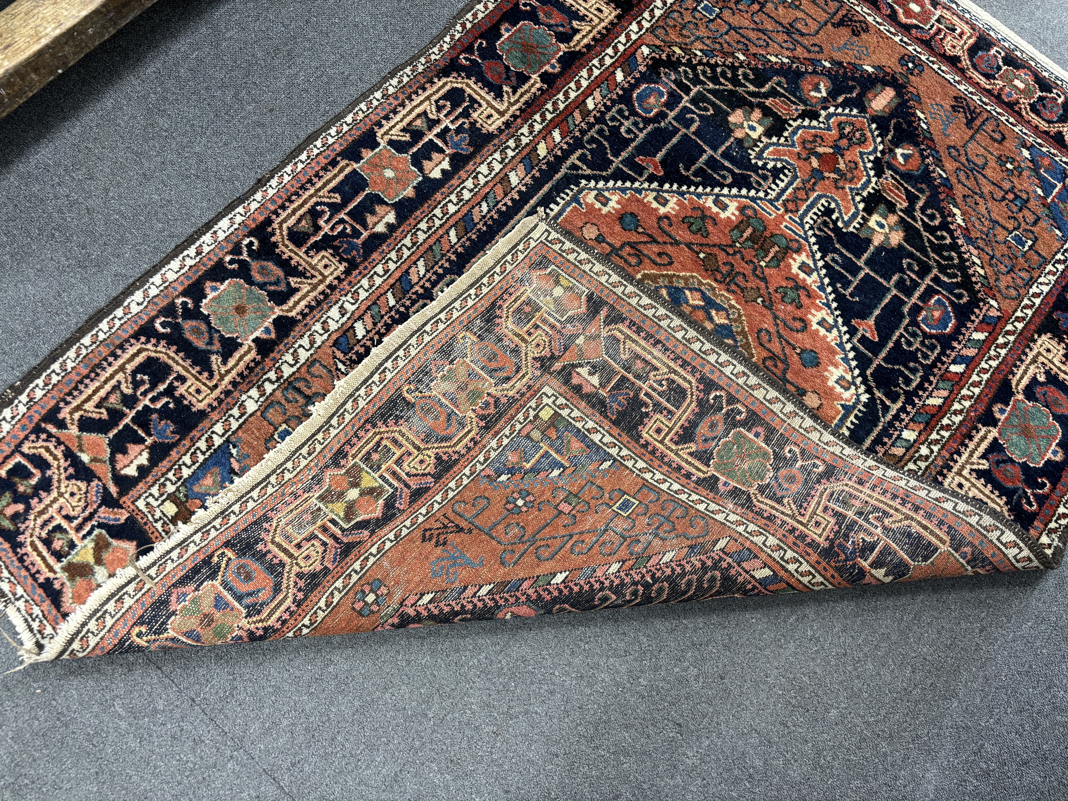 A Hamadan blue ground rug, 150 x 112cm - Image 2 of 2