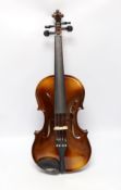 A cased Rosetti viola ‘Stradivarius Model’, and cover, viola 65cm long