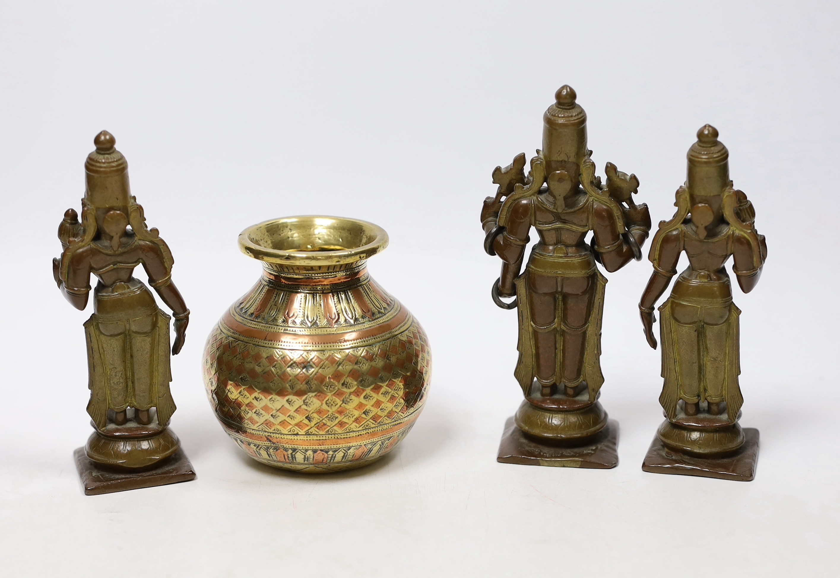 A Ganga-Jamuna figure of Vishnu and two consorts, 18th century together with a small South Indian - Image 2 of 4