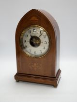 An early 20th century electro magnetic Boulle clock with inlaid case, height 36.5cm