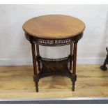 An Edwardian circular two tier centre table, diameter 61cm, height 69cm