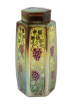 A Pilkingtons Royal Lancastrian lustre hexagonal jar and cover, by William S. Mycock, painted with
