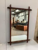 A late 19th century French rectangular faux bamboo wall mirror, width 90cm, height 142cm