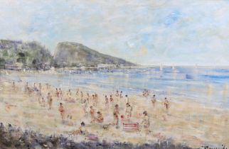 Walter John Beauvais (1942-1998), oil on canvas, Beach scene, signed, 49 x 75cm