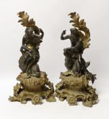 A pair of late 19th century bronze and ormolu figures of Poseidon and Amphitrite, 39cm