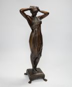 After Alfred Grevin (French, 1827-1892). A bronze study of an Art Nouveau female nude, signed to