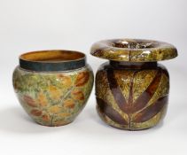Two Royal Doulton stoneware Natural foliage ware vases, each stamped to the base, 19cm high