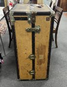 A vintage travelling trunk, no key, width 103cm, depth 56cm, height 46cm