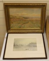 John Barlow Wood (1862–1949), watercolour, 'At the edge of the cornfield', together with a pencil