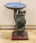 A carved and painted Black Forest bear dumb waiter, 72cm high