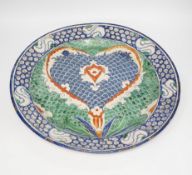 A late 19th century Italian charger in Iznik style, 45cm in diameter