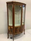 A Vernis Martin style gilt metal mounted bow front vitrine, width 102cm, depth 44cm, height 165cm
