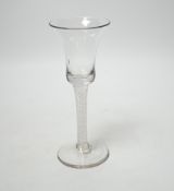 A rare 18th century DSOT wine glass with bell shaped bowl, 17cm