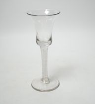 A rare 18th century DSOT wine glass with bell shaped bowl, 17cm