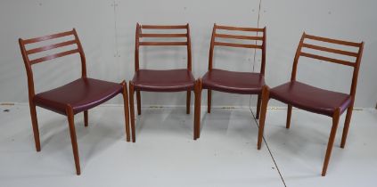 Niels Otto Moller for J.L Mollers a set of eight model 78 Danish teak dining chairs circa 2012,