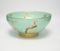 A 20th century Spode turquoise and gilt bowl, 26cm diameter