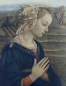 An ornate gilt frame housing a renaissance style print, Madonna after Filippo Lippi (1406-1469),