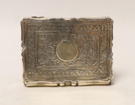 An Edwardian engraved silver card purse, Saunders & Shepherd, Birmingham, 1903, 9.8cm.