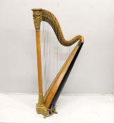 A seven pedal harp by Sebastian Erard, 18 Great Marlborough St. London, Patent N4164, cedar