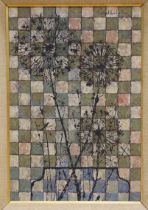 Talbot Hicks (20th. C), oil on board, 'Dried Allium heads and geometric squares', signed and