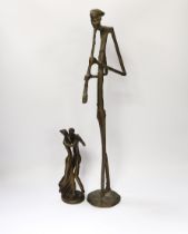 Bernard Kim (b.1942). A bronze sculpture of a dancing couple, signed to base, together with another,