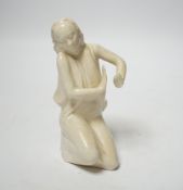 A ceramic figure by Zelda Webb together with hand-written letter, figure height 14cm
