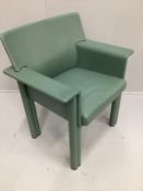 Afra and Tobia Scarpa, an Italian green leather chair by Meritalia, width 71cm, depth 48cm, height