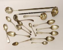 Two 19th century toddy ladles, including Scottish silver and a small quantity of assorted 19th