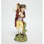 An Enoch Wood type pearlware figure of a shepherd, c.1820, 20cm