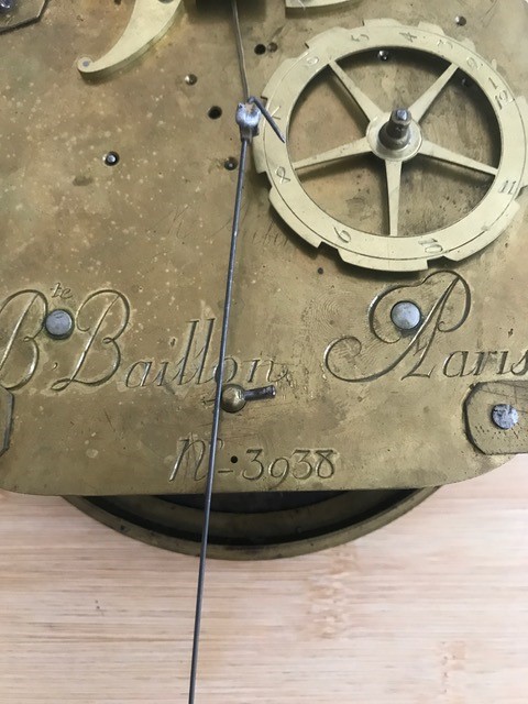 A late 19th century French carved walnut wall clock combined thermometer and barometer, dial and - Image 6 of 11