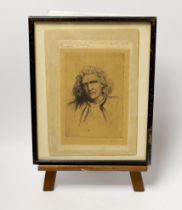 Sir Hubert Von Herkomer (1849-1914), etching, Self Portrait, indistinctly inscribed to the mount,