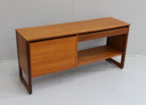 A mid century teak stereo cabinet, width 127cm, depth 37cm, height 61cm