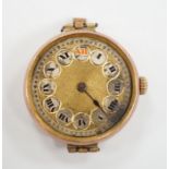 An early 20th century 9ct gold Rolex manual wind wrist watch, with detached associated flexible