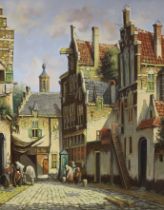 Pieter Cornelis Steenhouwer (1896-1972), oil on panel, Dutch street scene, signed, 49 x 39cm