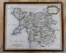 Robert Morden (1650-1703), 18th century hand coloured Map of North Wales, 36 x 44cm