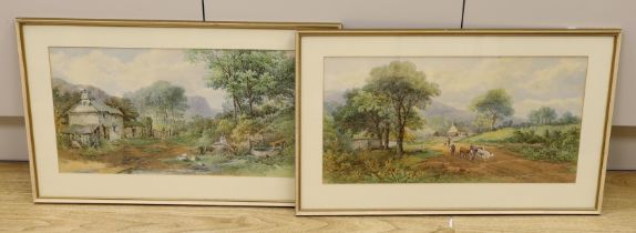 E. Taylor (19th. C), pair of watercolours, Rural landscapes with cattle and ducks, signed, 26 x