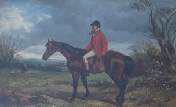 Byron Webb (1831-1867), two oils on board, Huntsmen on horseback, one signed, the other inscribed