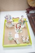 Ten assorted Continental figures including Meissen, French, etc., tallest 20cm high (10)