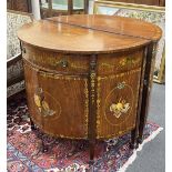 A pair of Sheraton revival painted D shaped commodes, width 107cm, depth 54cm, height 92cm