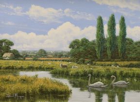 David Morgan, oil on canvas, 'The Nene', signed, 29 x 39cm