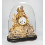 A 19th century Louis XVI-style gilt metal mantel clock, under glass dome, French movement striking